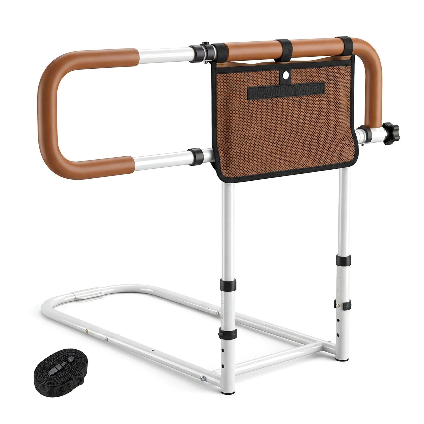 Foldable Bed Rail for Seniors with Adjustable Width and Height-Black