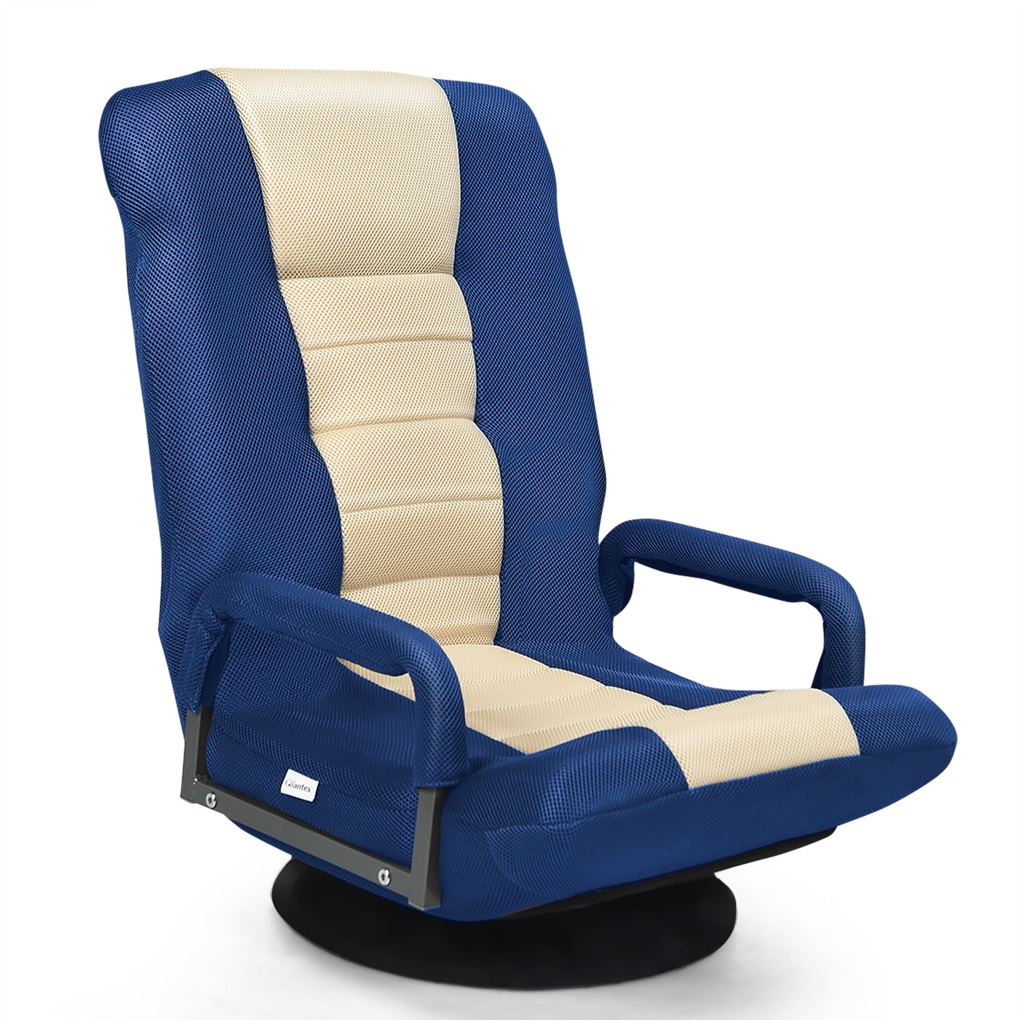 Foldable 360-Degree Swivel Gaming Floor Chair with Adjustable Backrest-Brown