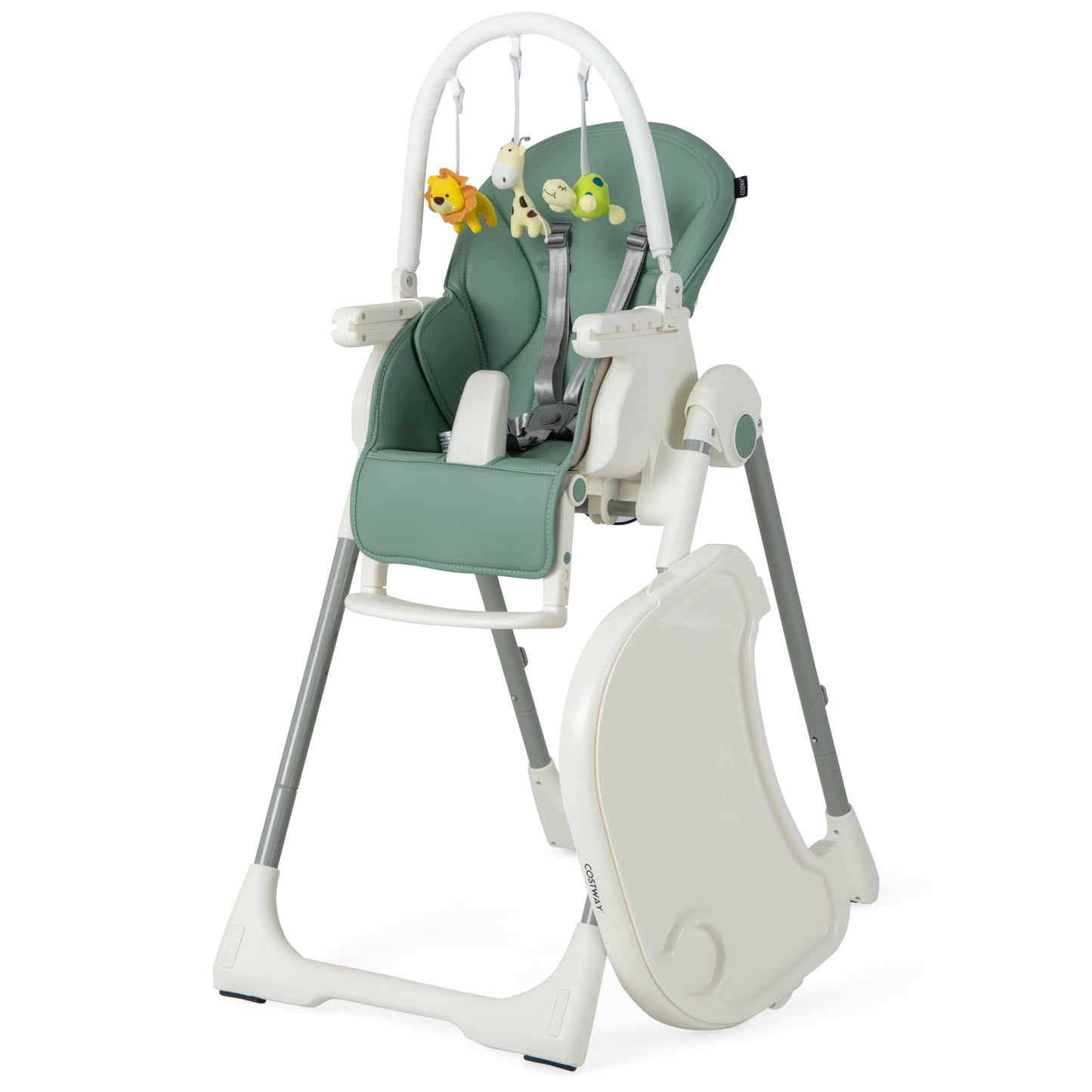 4-in-1 Foldable Baby High Chair with 7 Adjustable Heights and 4 Reclining Angles-Black
