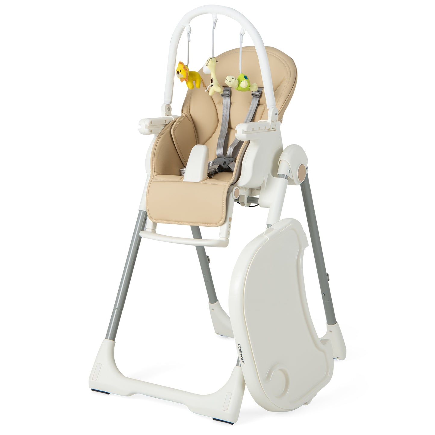 4-in-1 Foldable Baby High Chair with 7 Adjustable Heights and 4 Reclining Angles-Black