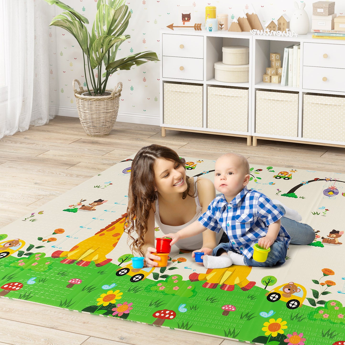 200 x 180 cm Extra Large Baby Floor Mat with Carry Bag-A