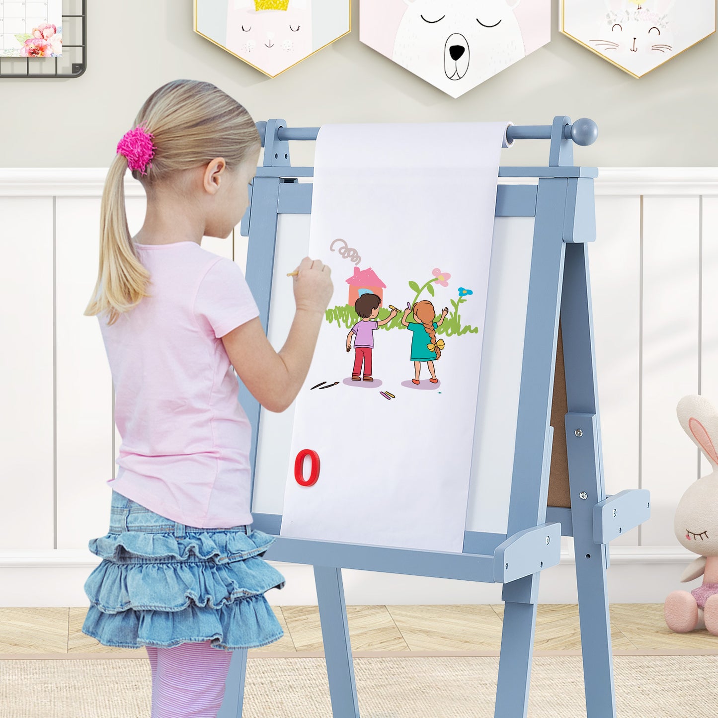 3-in-1 Double-sided Art Easel Foldable Easel for Kids-White