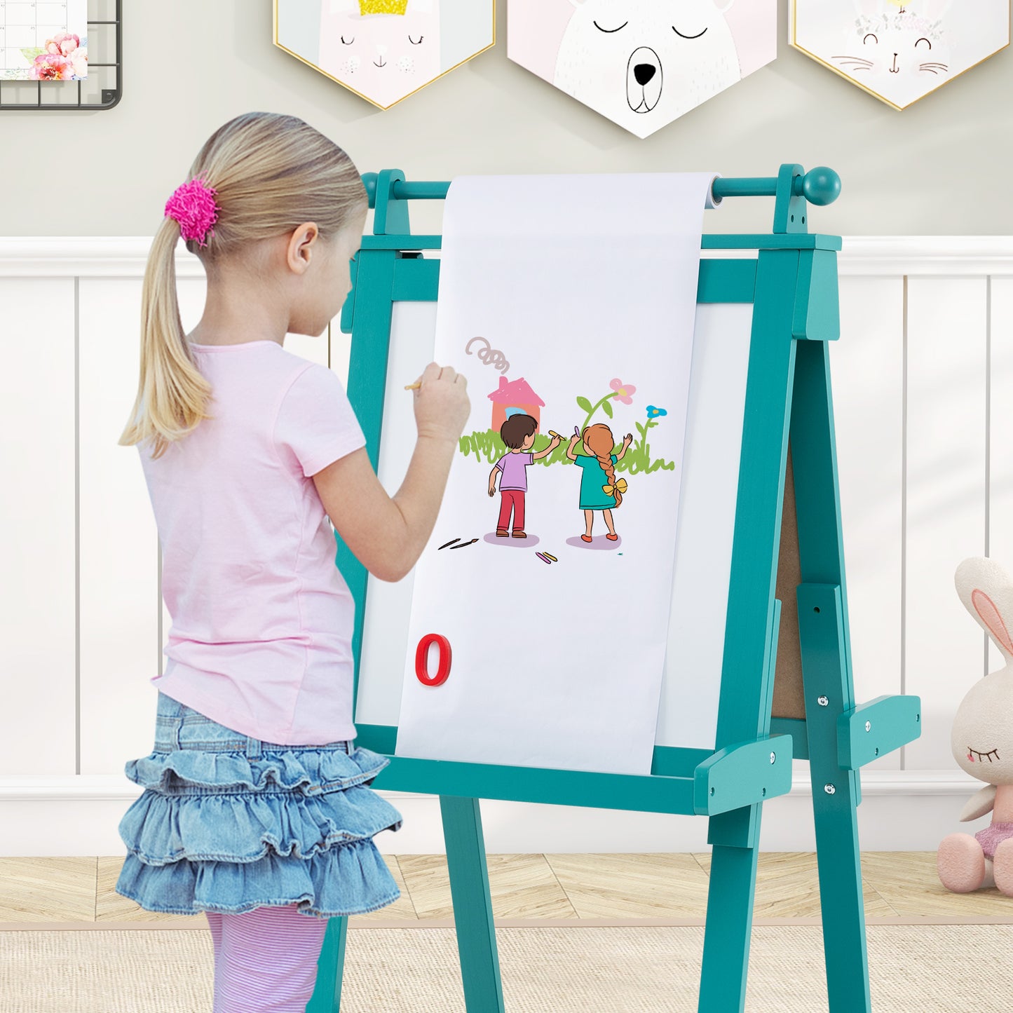 3-in-1 Double-sided Art Easel Foldable Easel for Kids-White