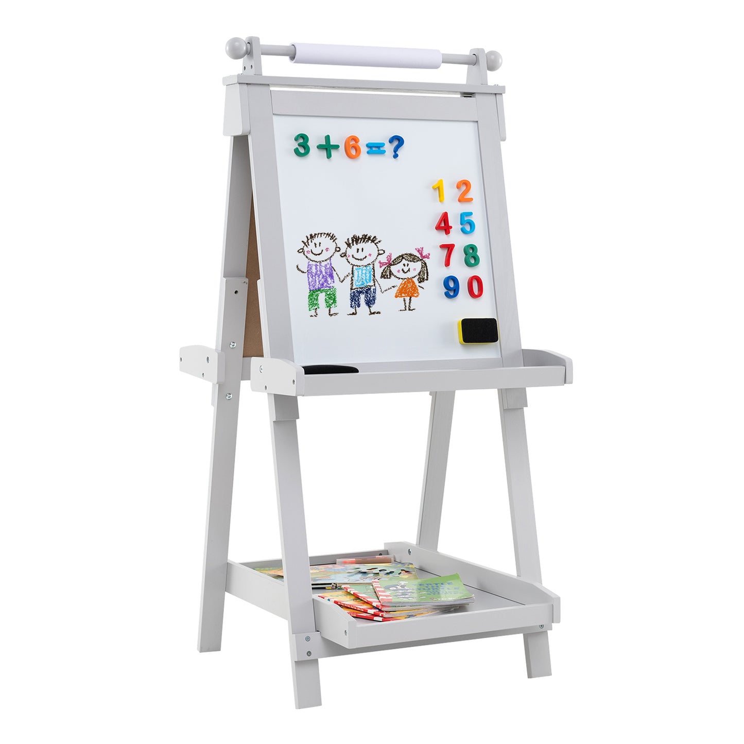 3-in-1 Double-sided Art Easel Foldable Easel for Kids-White
