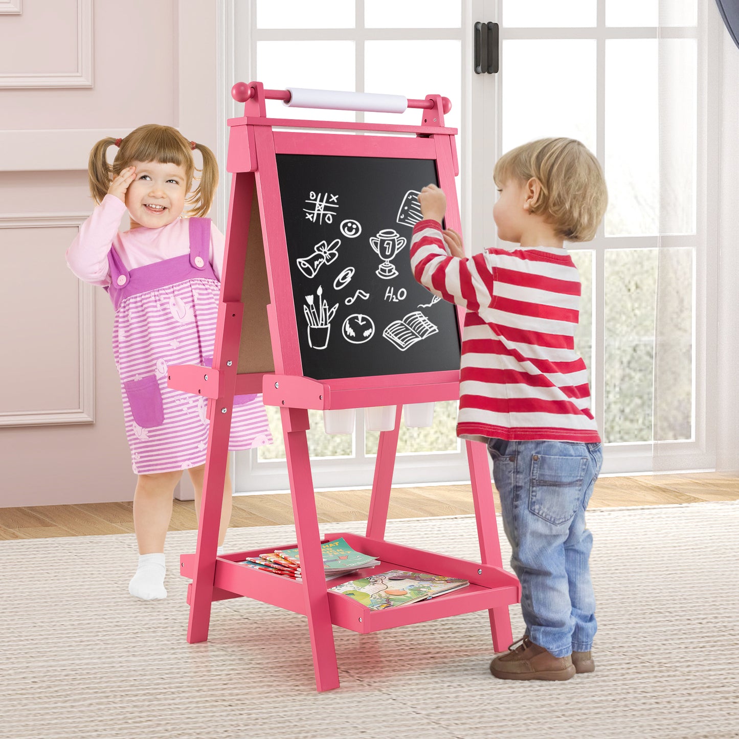 3-in-1 Double-sided Art Easel Foldable Easel for Kids-White