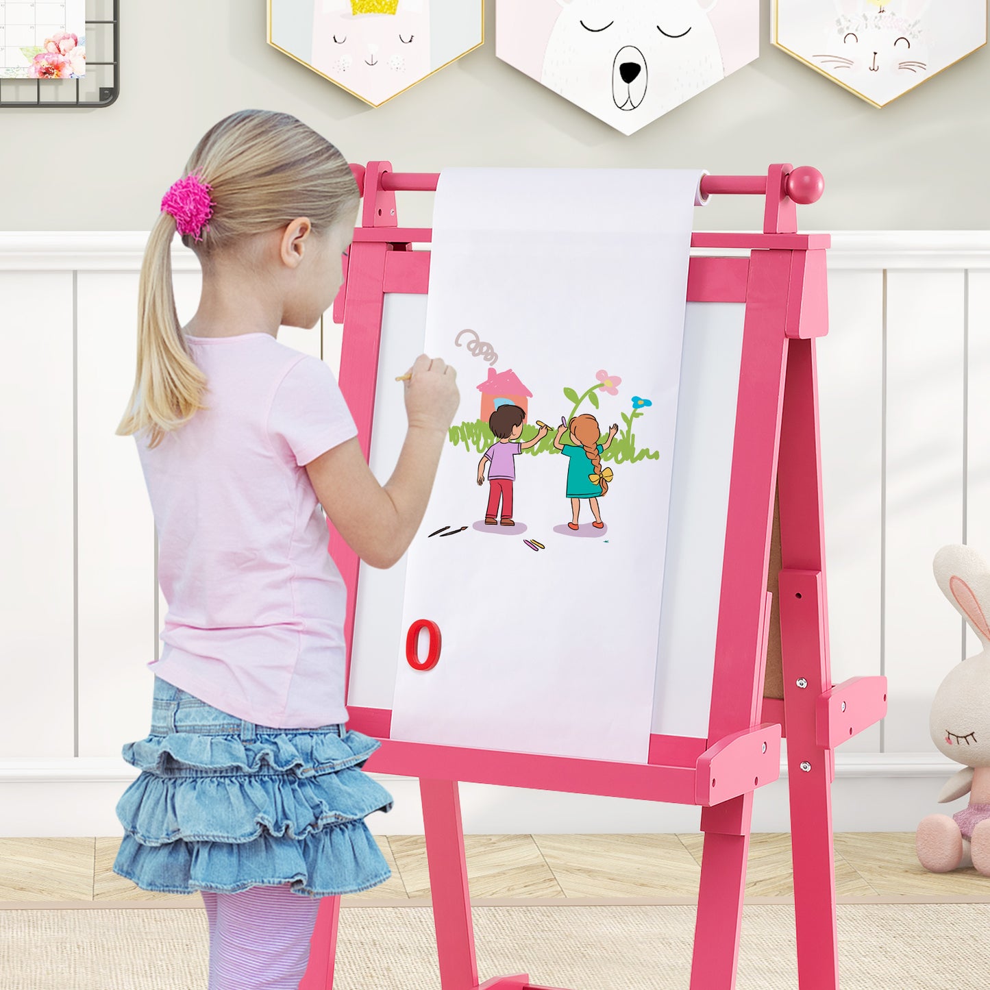3-in-1 Double-sided Art Easel Foldable Easel for Kids-White