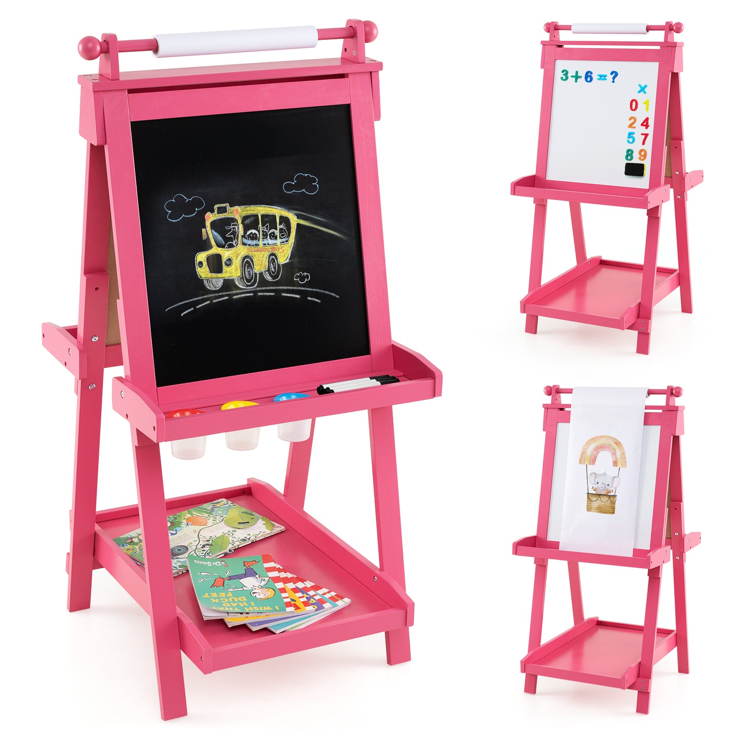 3-in-1 Double-sided Art Easel Foldable Easel for Kids-White