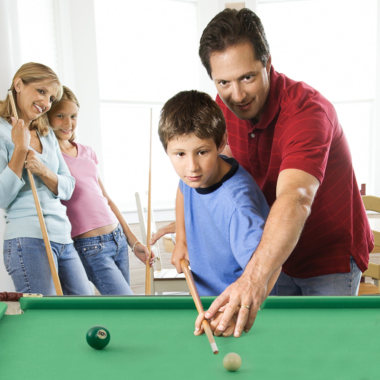 Folding Billiards Table with Accessory Set for Whole Family-Blue