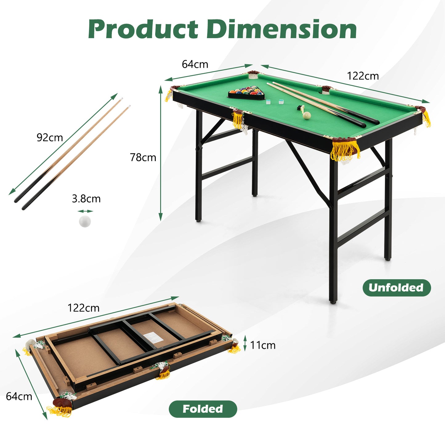 Folding Billiards Table with Accessory Set for Whole Family-Blue
