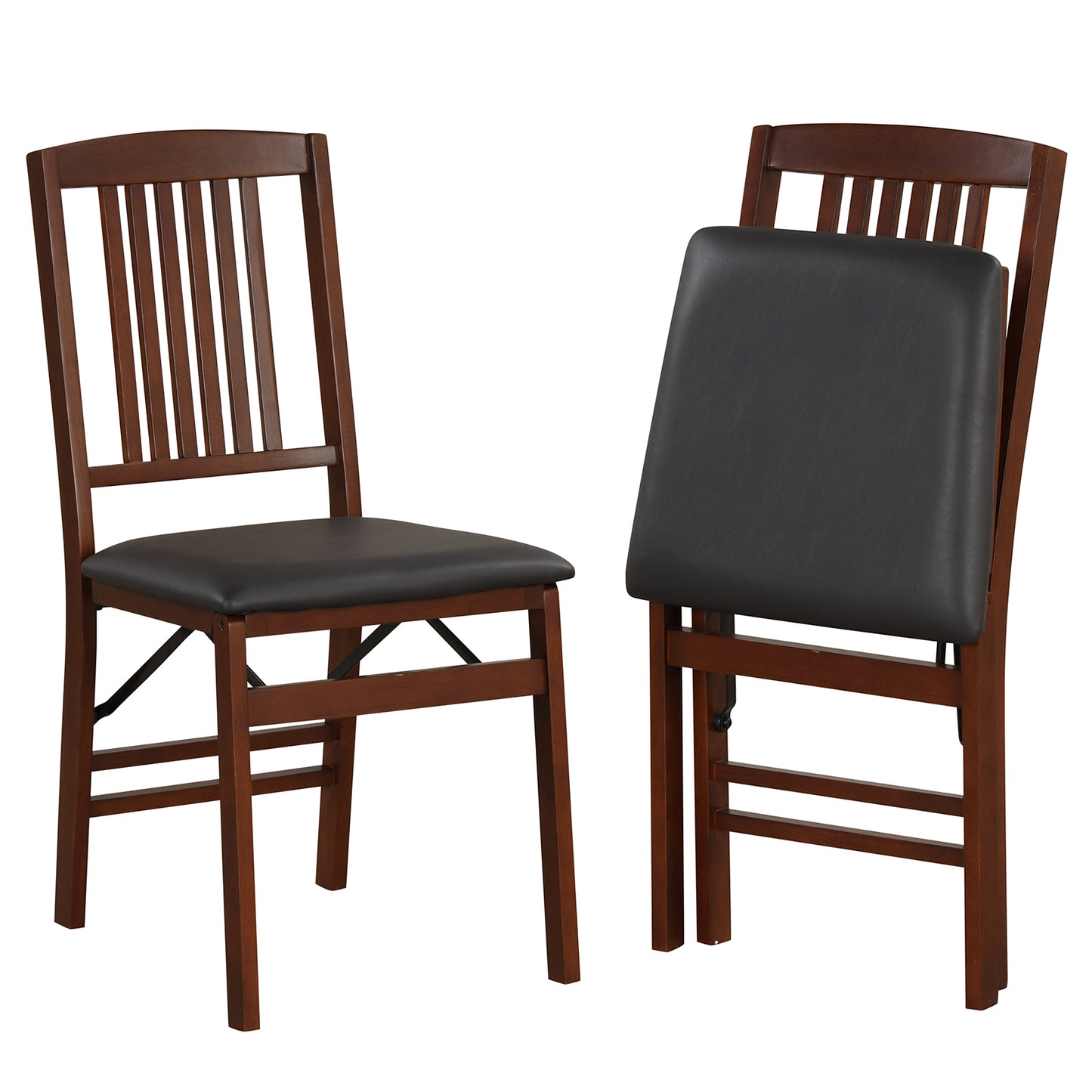 Folding Dining Chairs Set of 2 Upholstered Kitchen Chairs with Padded Seat-Beige