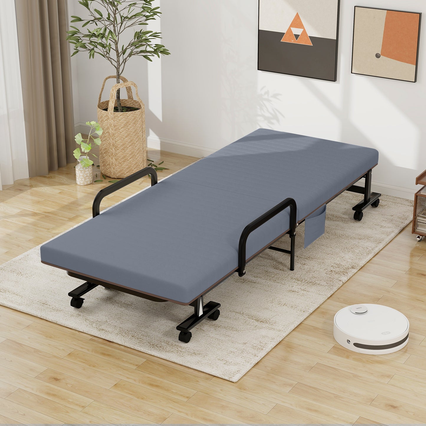 Folding Sofa Bed with Mattress-Brown