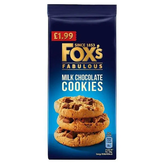 Fox's Fabulous Milk Chocolate Cookies 180g (Case of 8)