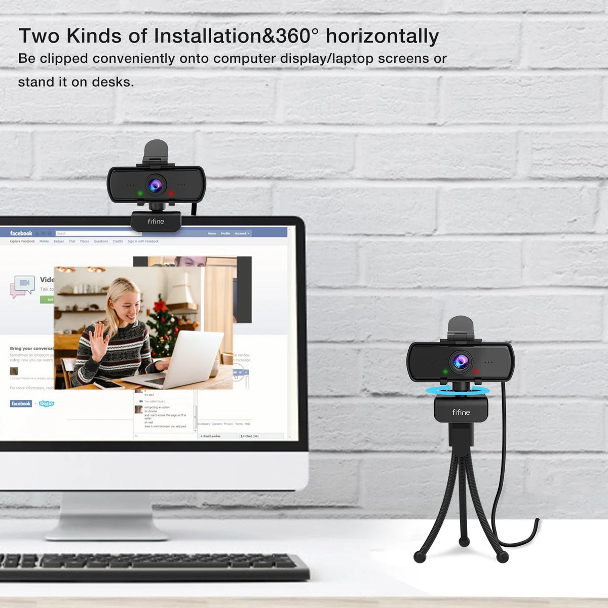 1440p Full HD USB Webcam with Microphone & Tripod for PC Desktop & Laptop - Live Streaming & Video Calling Camera