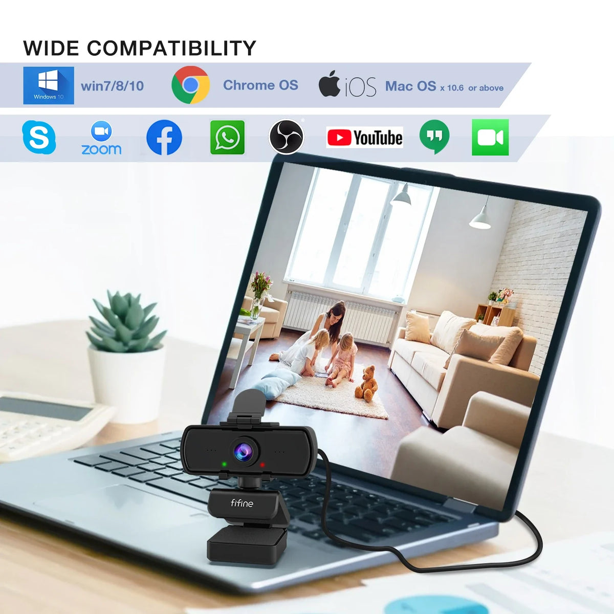 1440p Full HD USB Webcam with Microphone & Tripod for PC Desktop & Laptop - Live Streaming & Video Calling Camera