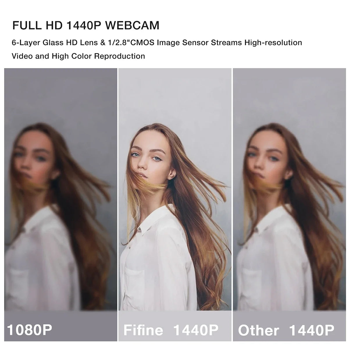 1440p Full HD USB Webcam with Microphone & Tripod for PC Desktop & Laptop - Live Streaming & Video Calling Camera