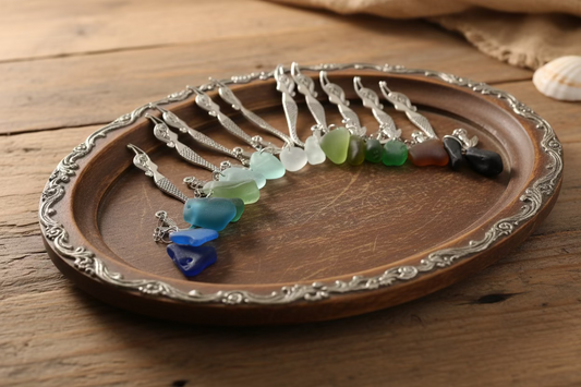 Scottish Seaglass Silver Bookmark - Mermaid Tails