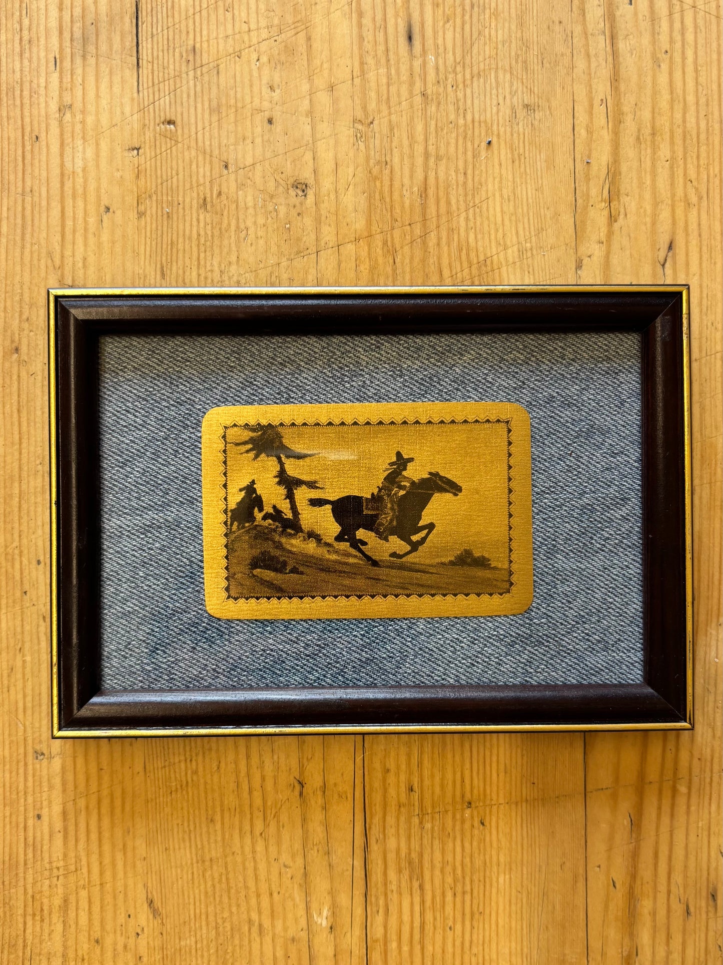 Framed Vintage Western Playing Card