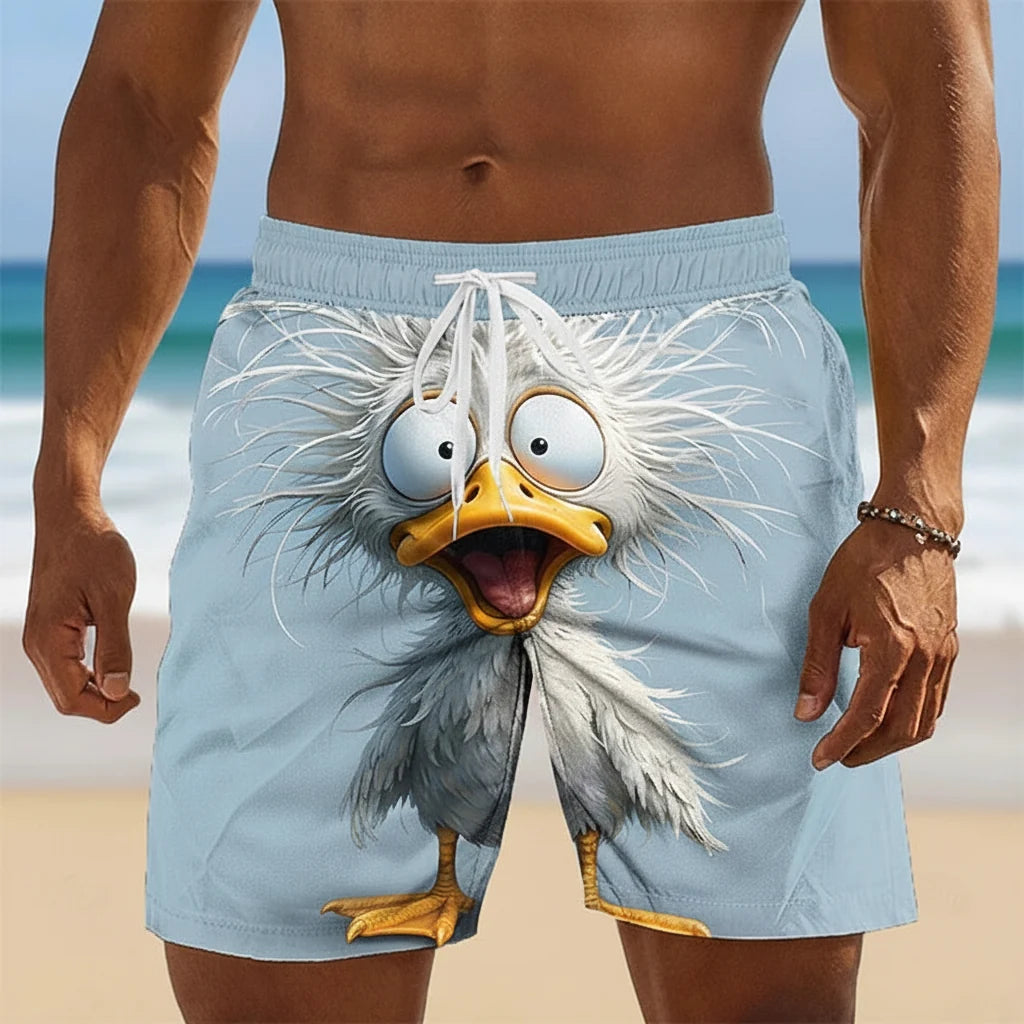 Men's Funny Animal 3D Print Beach Shorts Quick Dry Drawstring Swim Sports Shorts