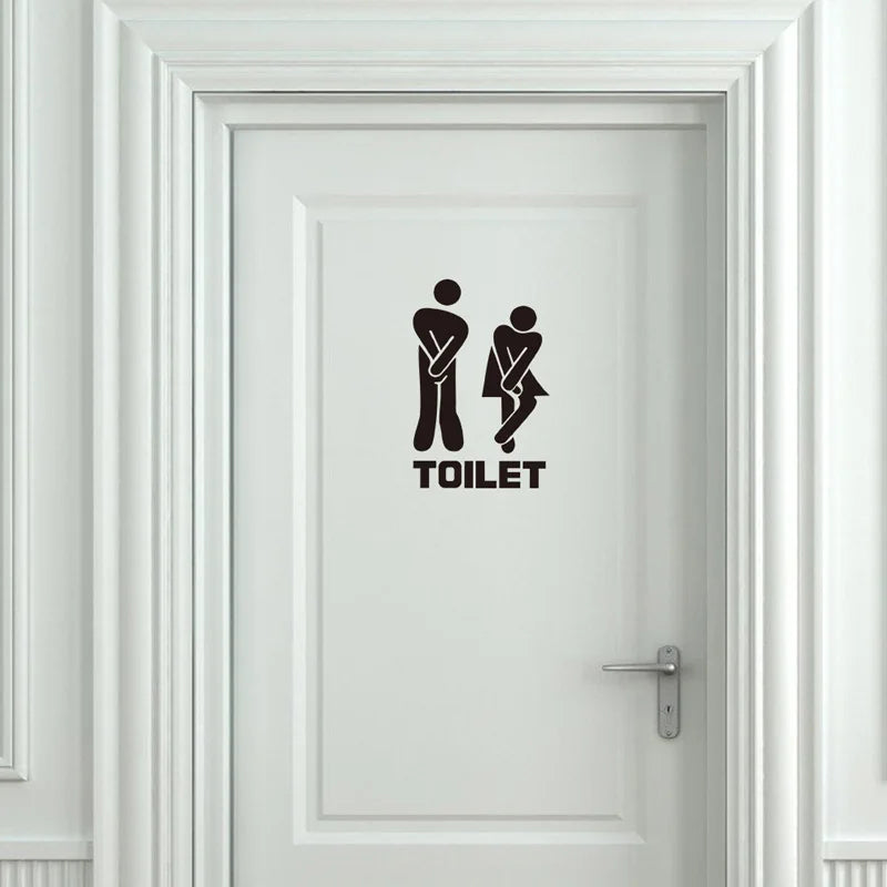 Creative Funny Toilet Door Sticker - Waterproof Vinyl Bathroom Door Decal, Home Toilet Sign