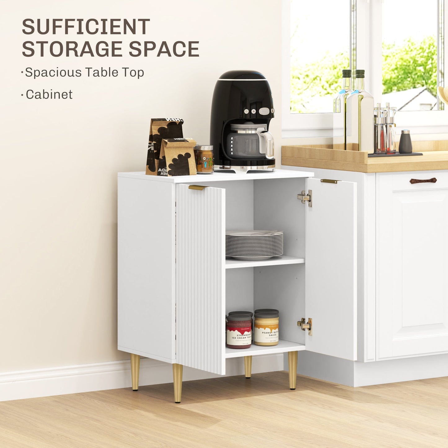 HOMCOM Sideboard Buffet Cabinet with Adjustable Shelf, White