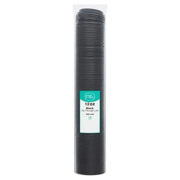 FyNite 100 Black Sip Through Lids 12oz