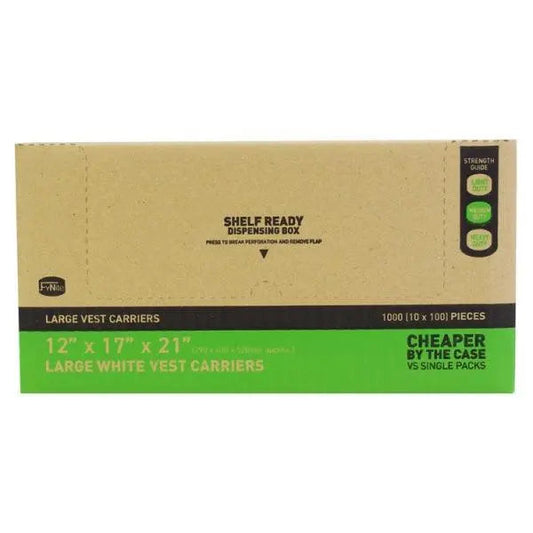 FyNite 100 Pieces Large White Vest Carriers 12" x 17" x 21"