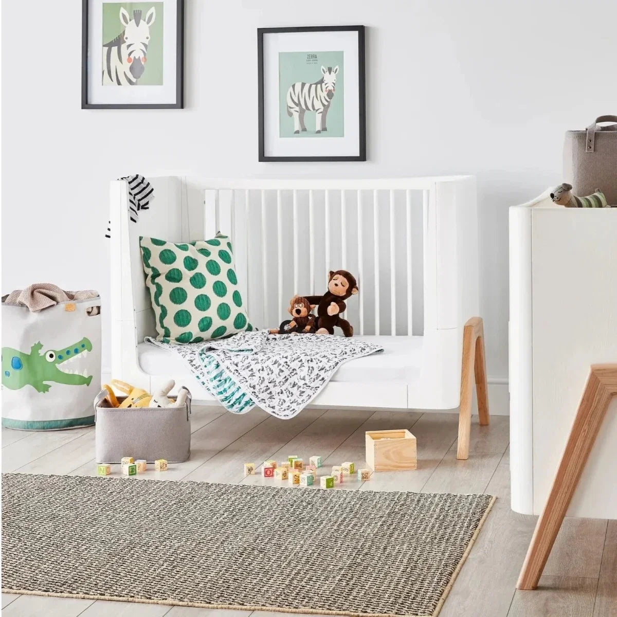 Gaia Baby Hera Convertible Cot Bed - Scandi White/Natural