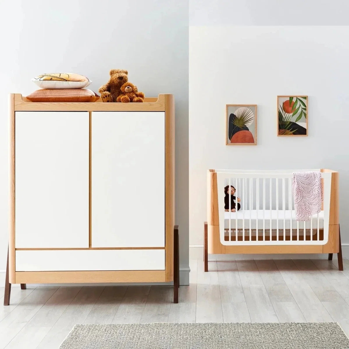 Gaia Baby Hera Convertible Cot Bed - Natural/Walnut