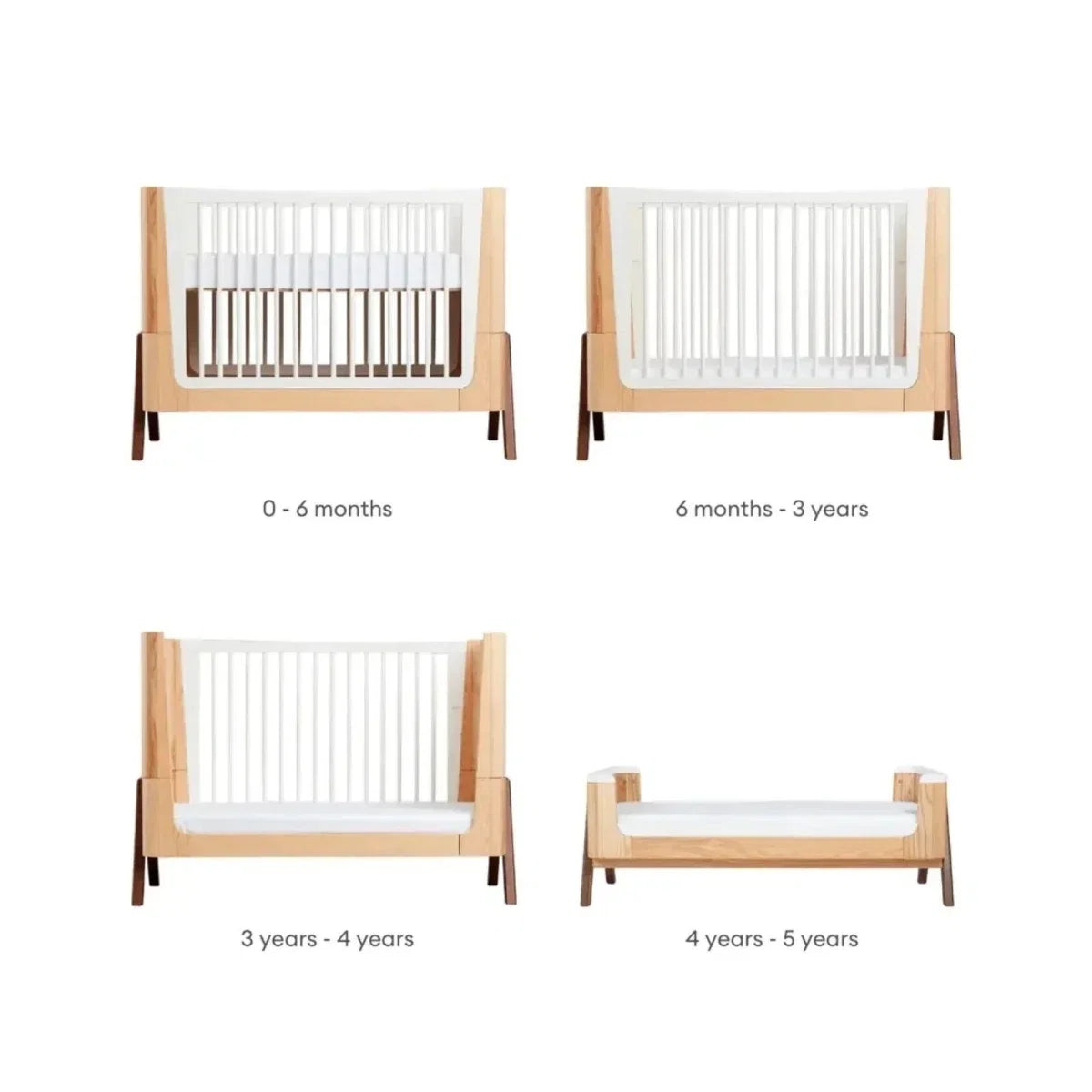 Gaia Baby Hera Convertible Cot Bed - Natural/Walnut