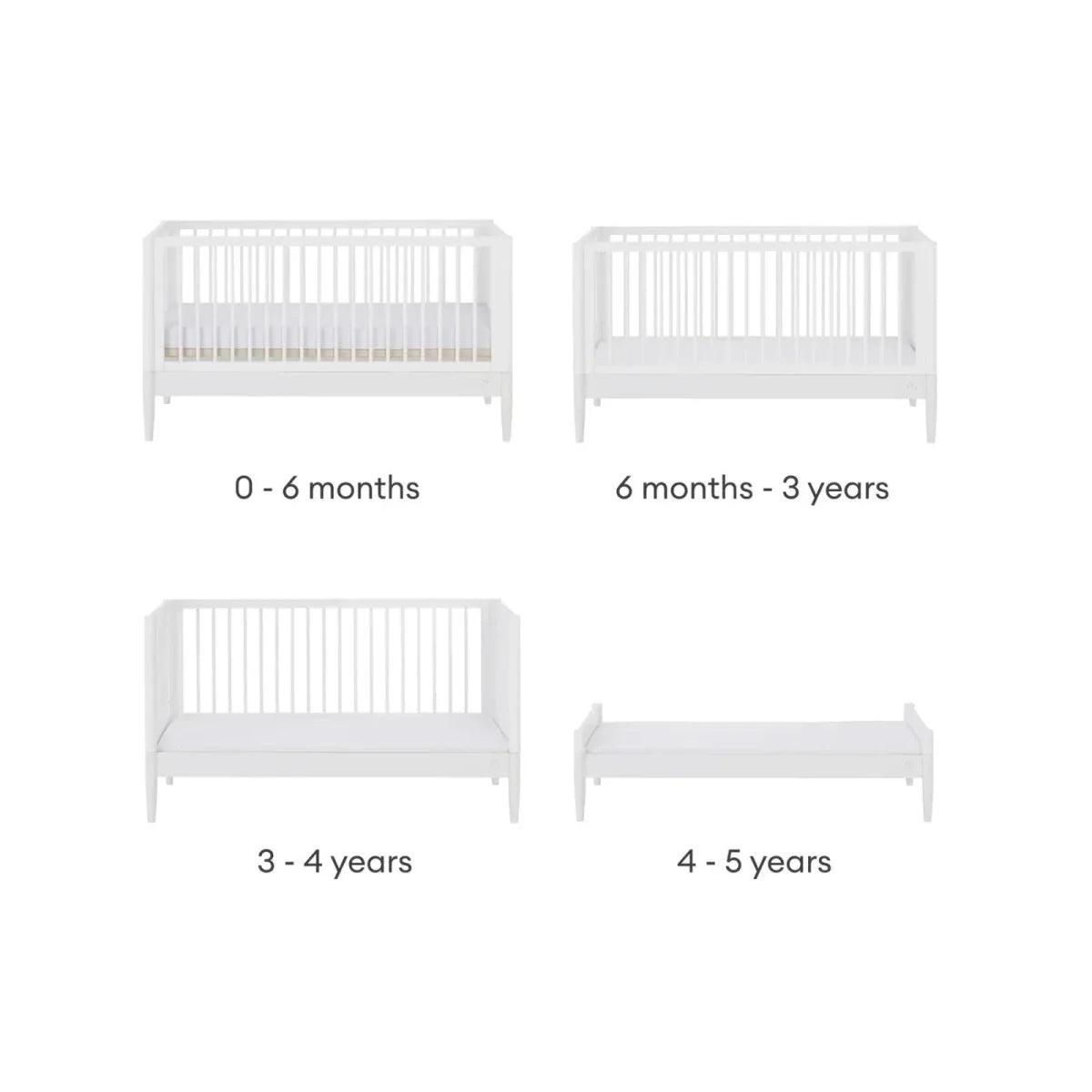 Gaia Baby Eos Nursery Cot Bed - All White