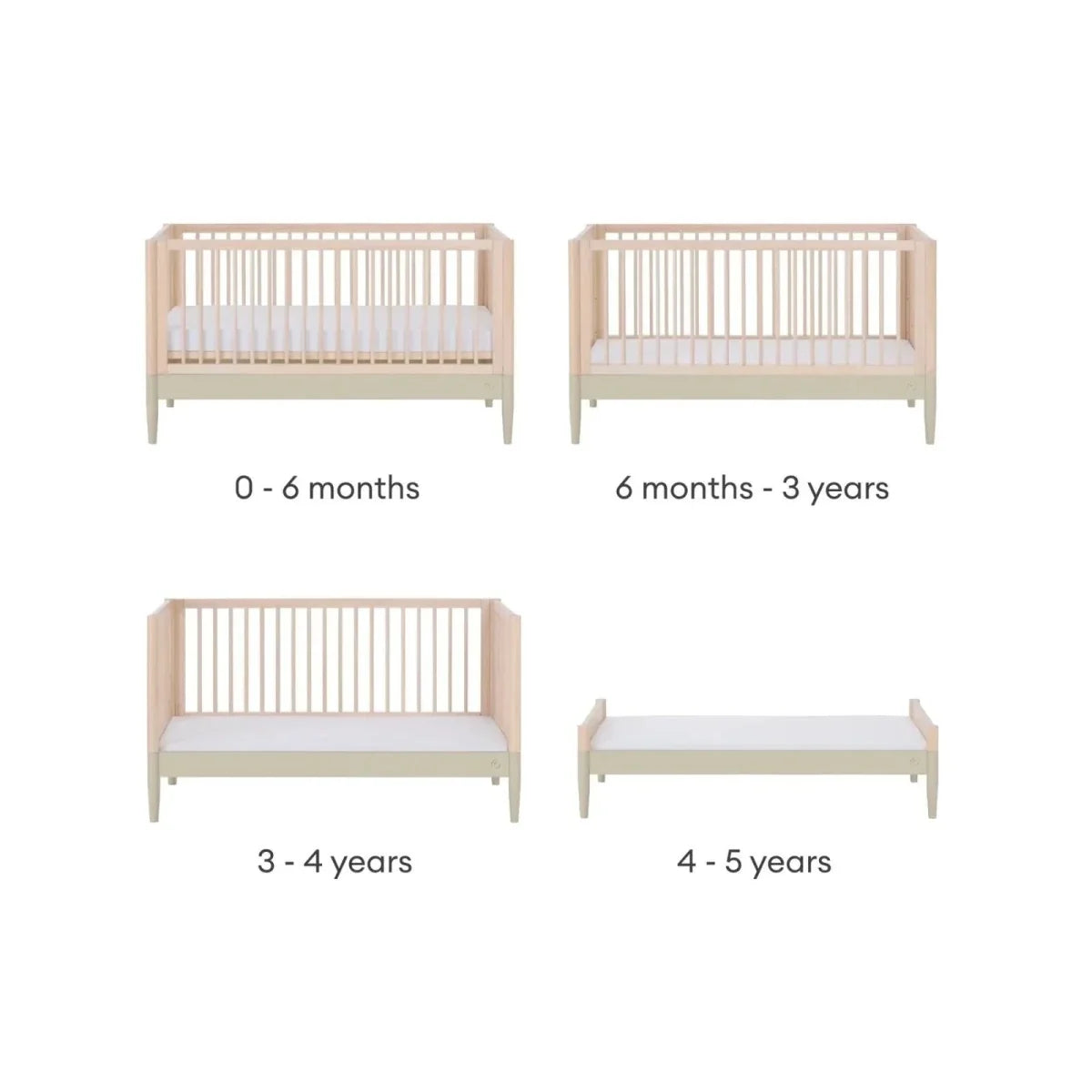 Gaia Baby Eos Nursery Cot Bed - Desert Sage/Natural Ash