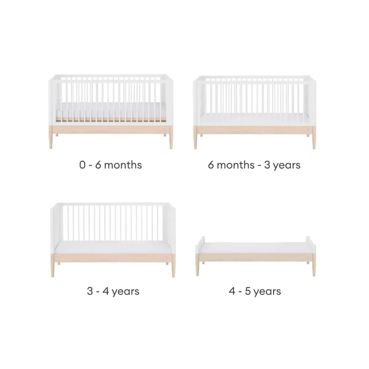 Gaia Baby Eos Nursery Cot Bed - Natural Ash/White