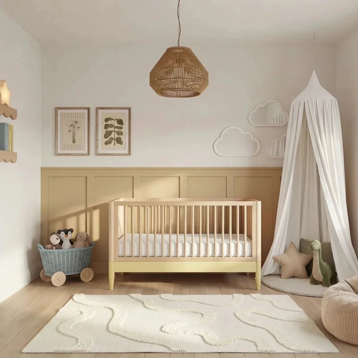Gaia Baby Eos Nursery Cot Bed - Primrose Yellow/Natural Ash