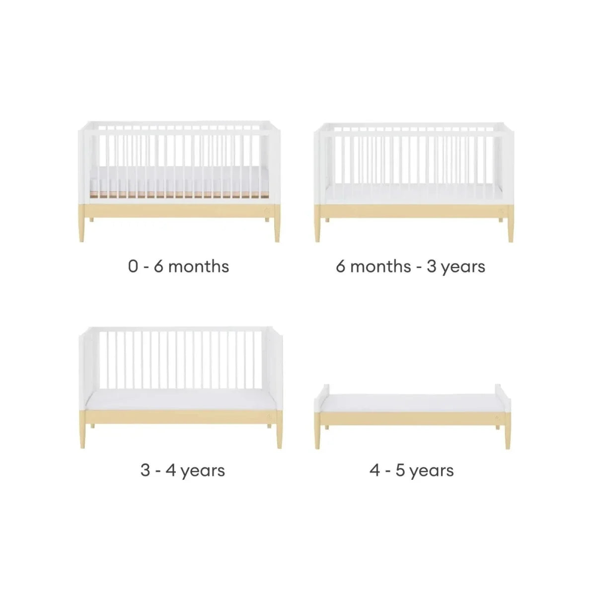 Gaia Baby Eos Nursery Cot Bed - Primrose Yellow/White
