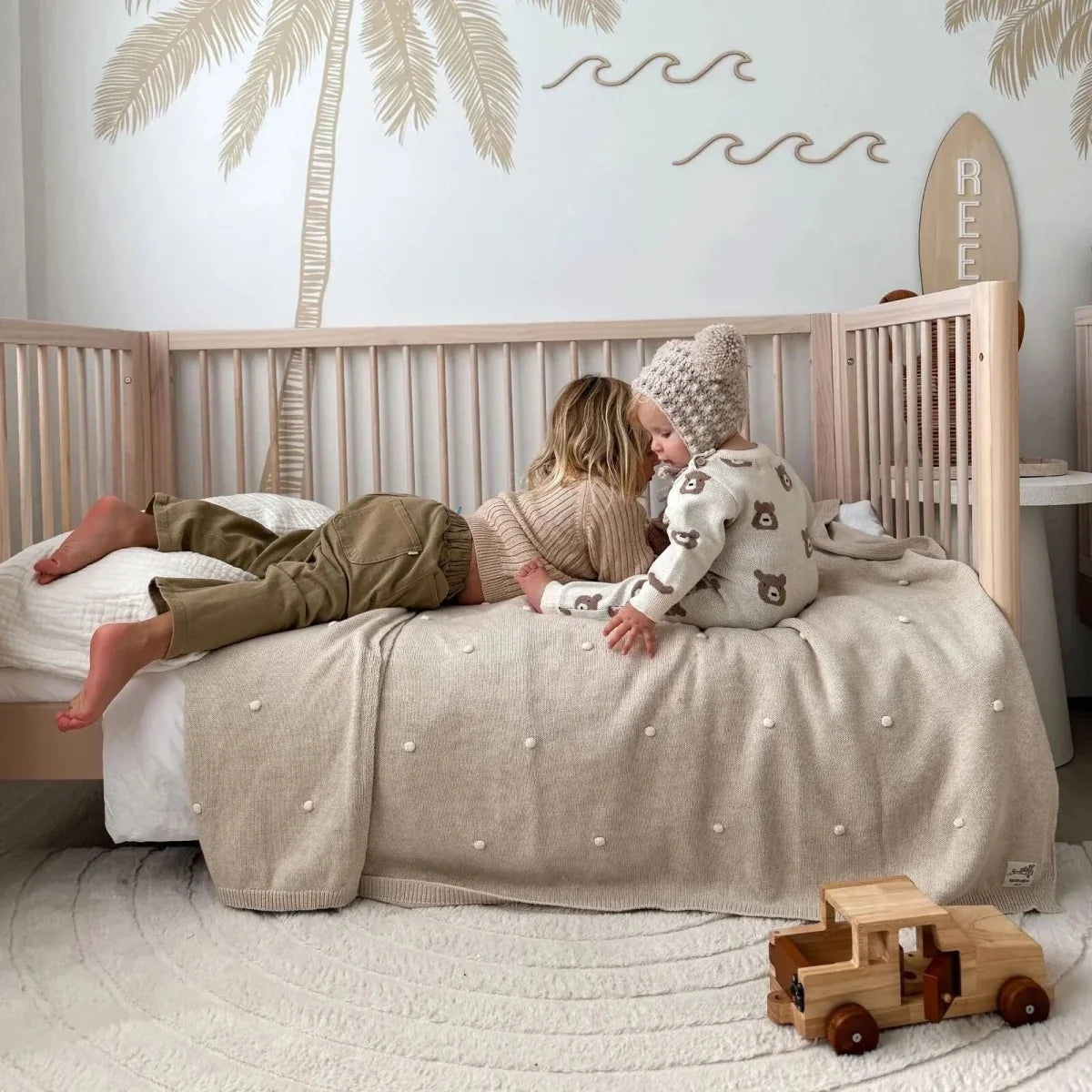 Gaia Baby Eos Nursery Cot Bed - Powder Blush/Natural Ash