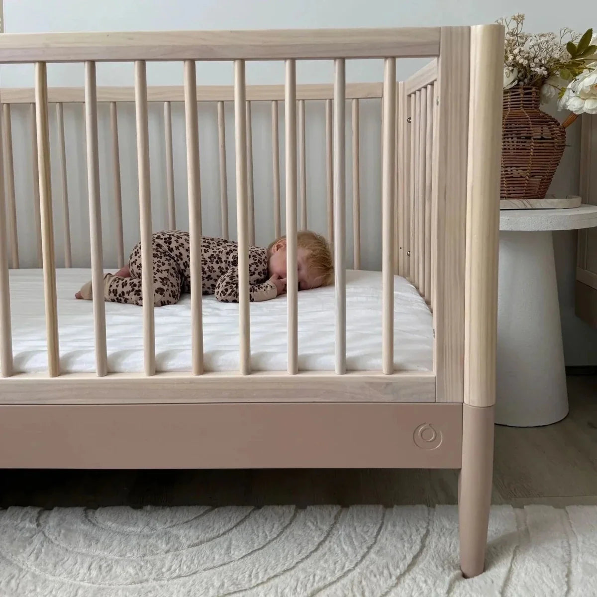 Gaia Baby Eos Nursery Cot Bed - Powder Blush/Natural Ash