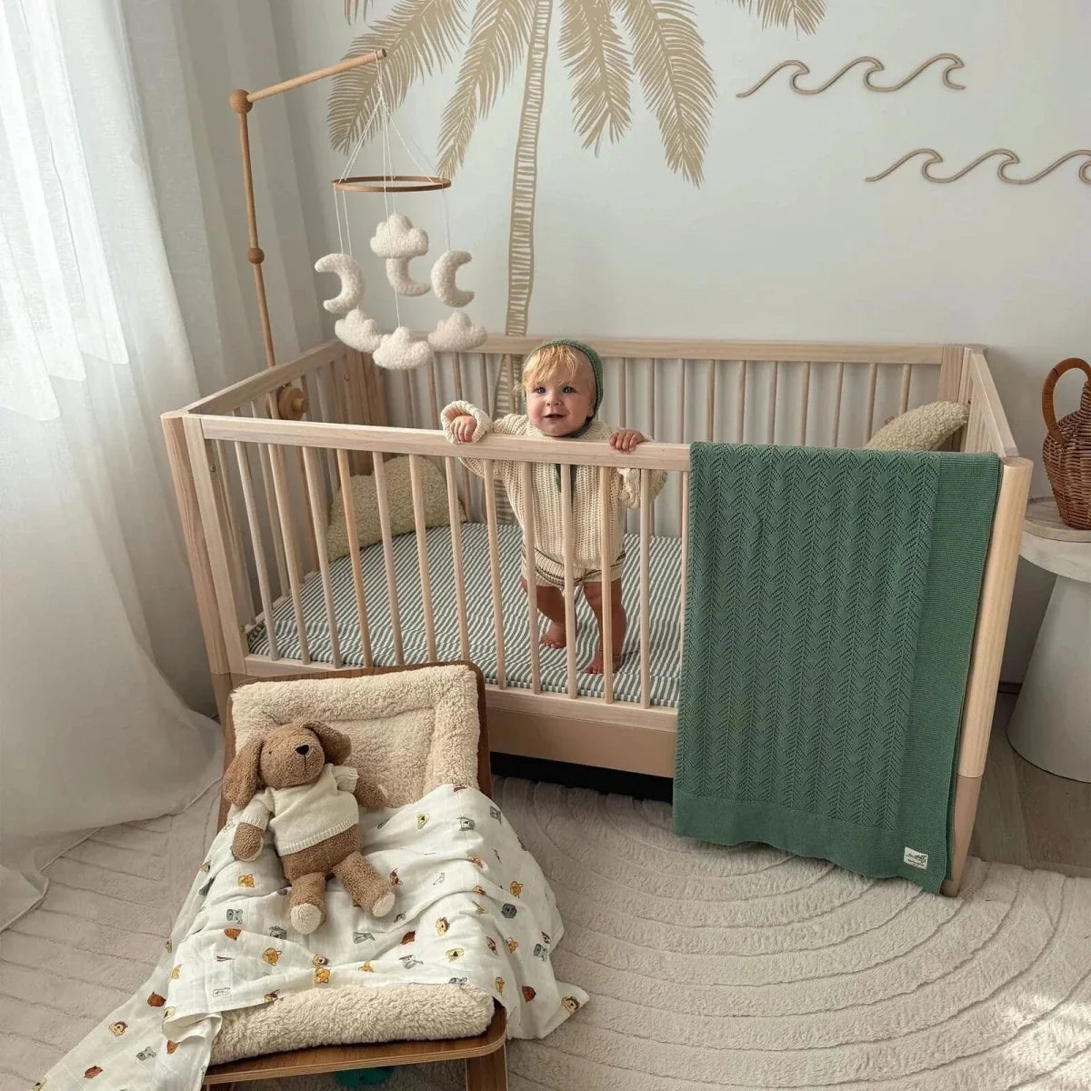Gaia Baby Eos Nursery Cot Bed - Powder Blush/Natural Ash