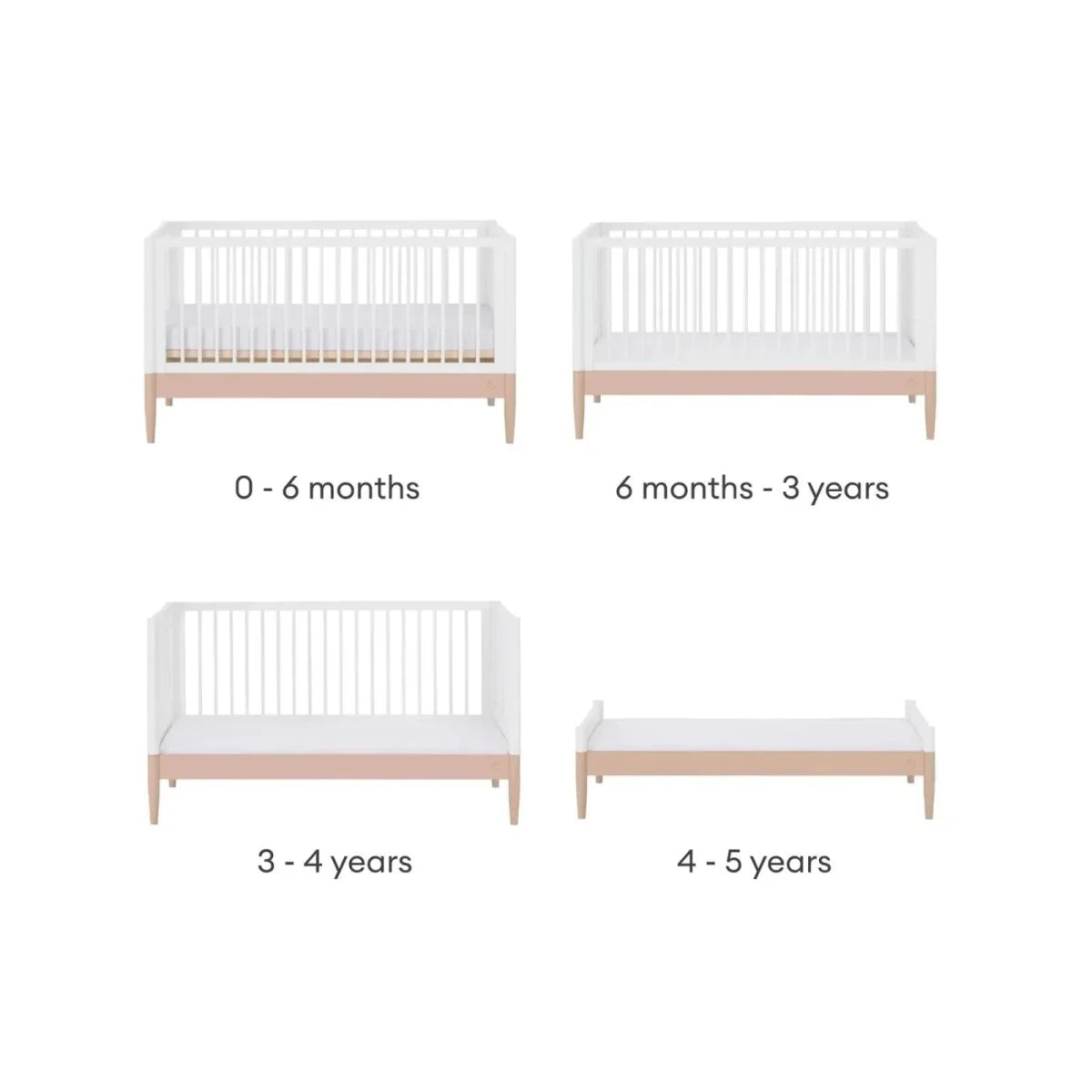 Gaia Baby Eos Nursery Cot Bed - Powder Blush/White