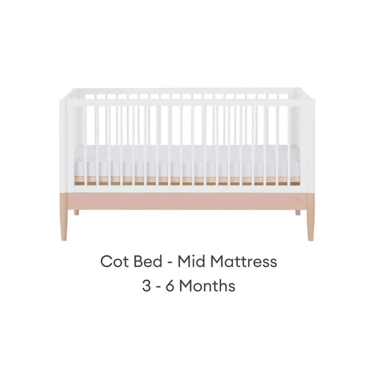 Gaia Baby Eos Nursery Cot Bed - Powder Blush/White