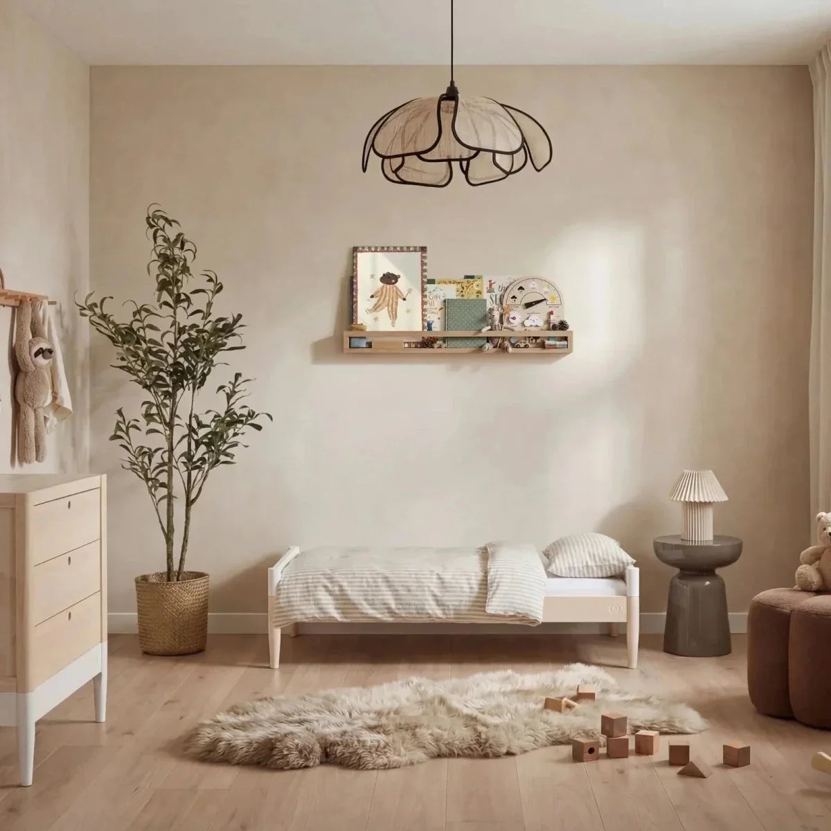 Gaia Baby Eos Nursery Cot Bed - White/Natural Ash