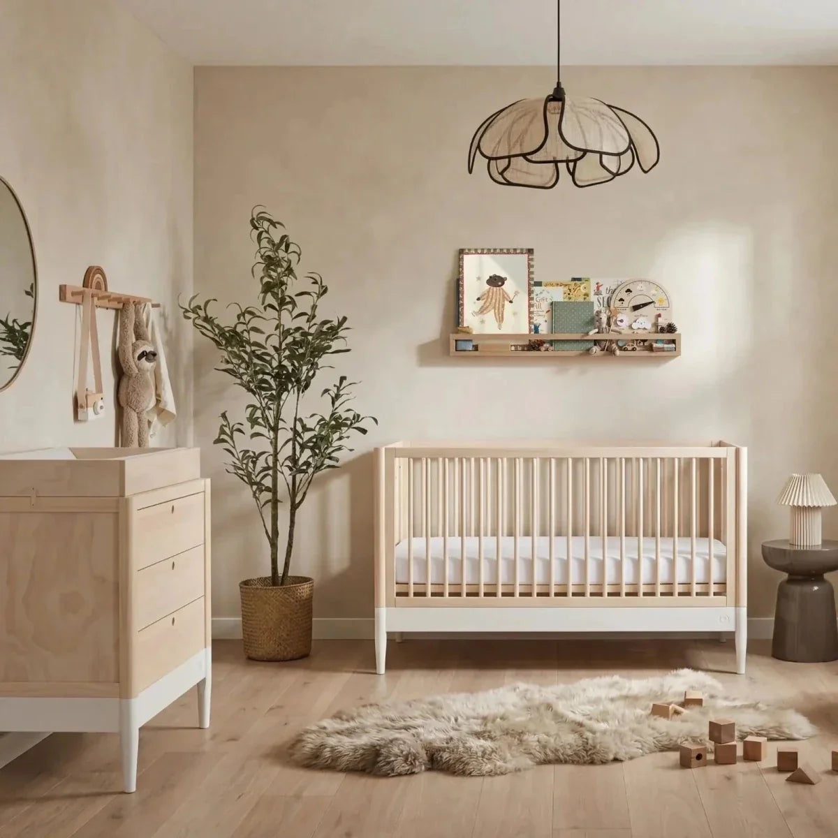 Gaia Baby Eos Nursery Cot Bed - White/Natural Ash