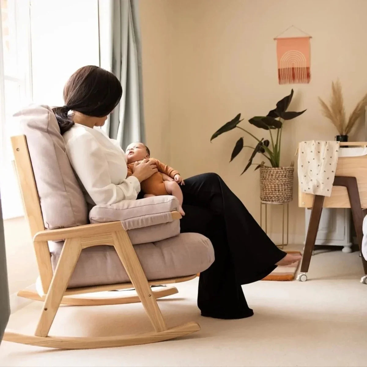Gaia Baby Hera Rocking Chair - Natural Oak/Barley