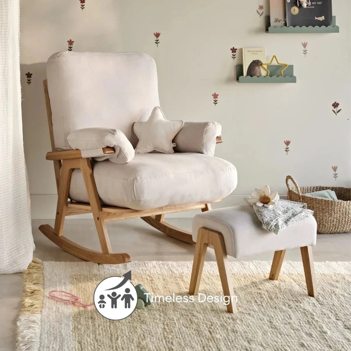 Gaia Baby Hera Rocking Chair - Natural Oak/Barley
