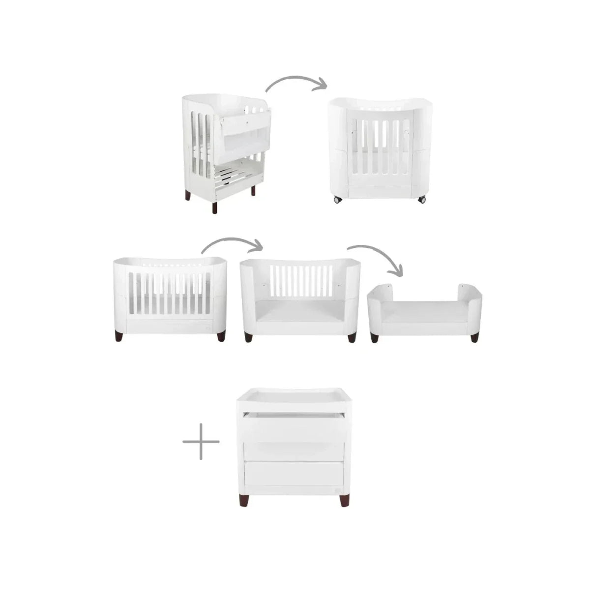 Gaia Baby Serena All-In-One Dresser Set - White/Walnut