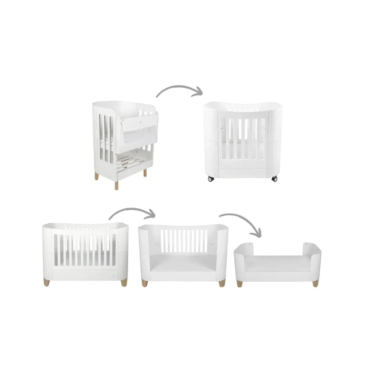 Gaia Baby Serena All-In-One Cot Bed Set - White/Natural
