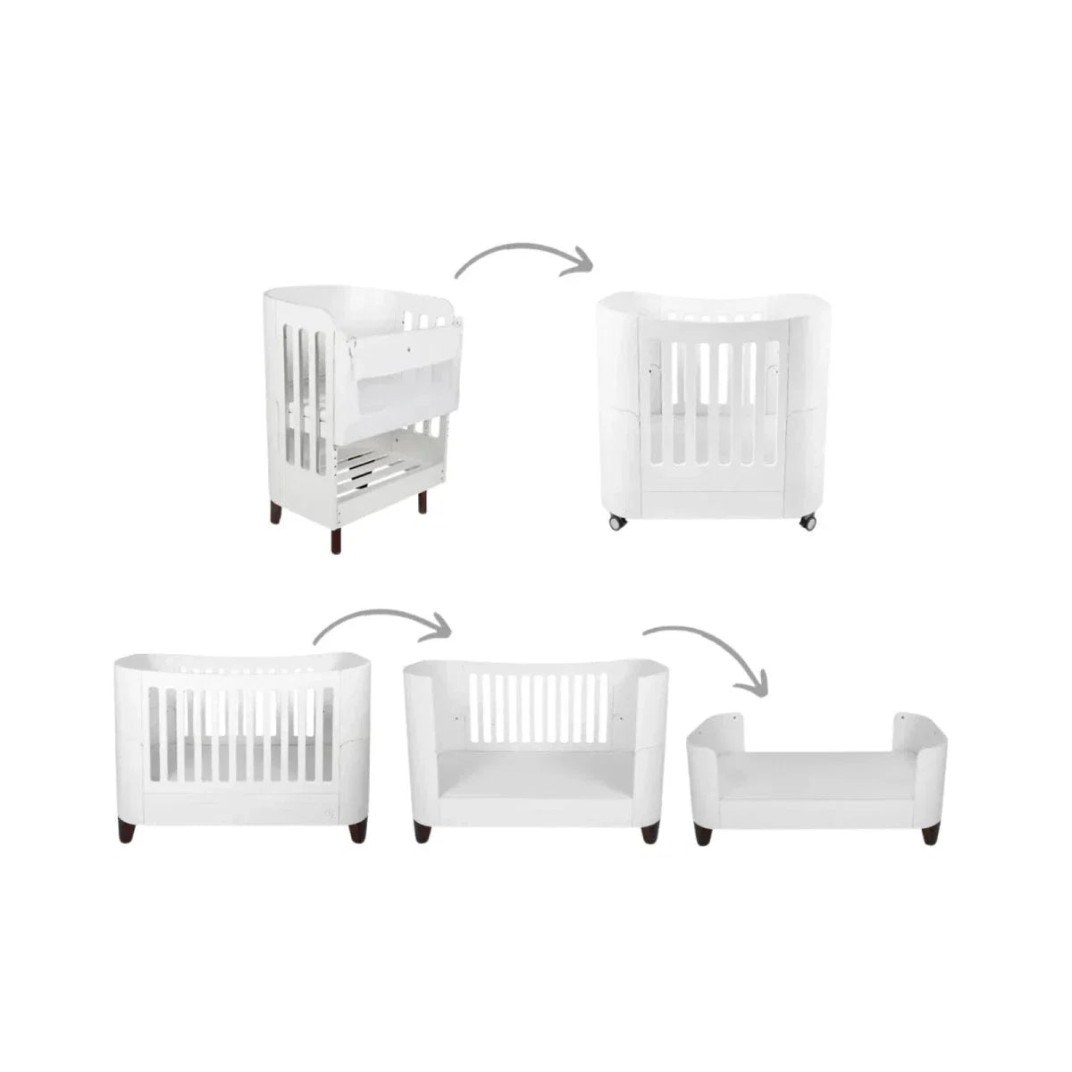 Gaia Baby Serena All-In-One Cot Bed Set - White/Walnut