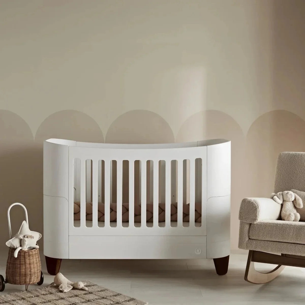 Gaia Baby Serena Cot Bed & Bedside Crib - White/Walnut