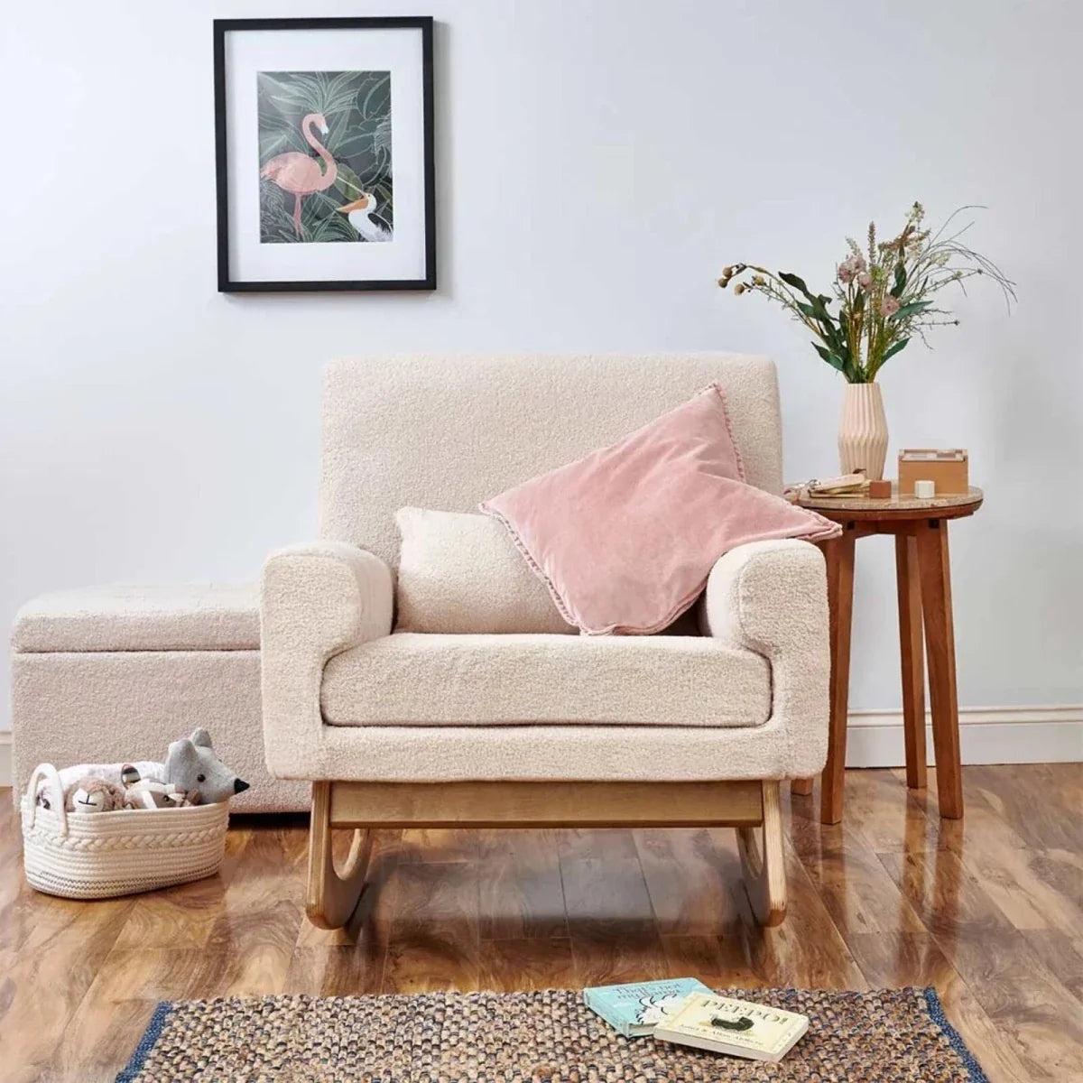 Gaia Baby Serena Nursing Chair and Footstool Set - Biscuit Boucle