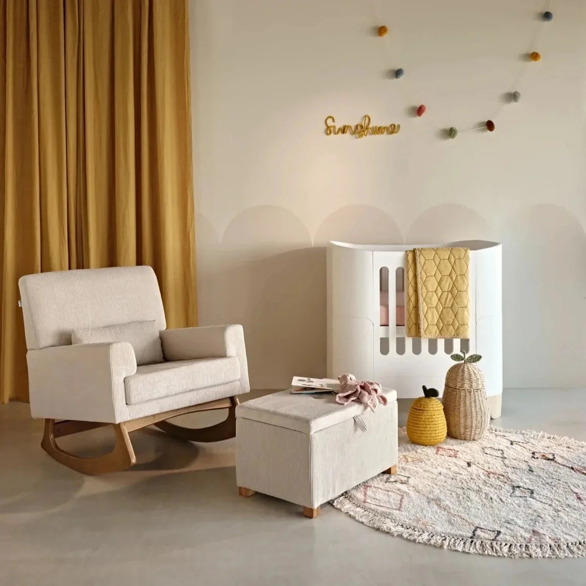 Gaia Baby Serena Mini Cot Bed - White/Natural