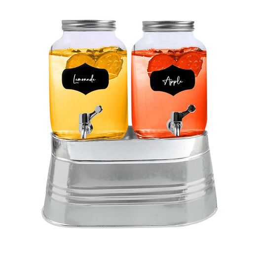 2x4 Litres Dual Double Glass Drinks Dispenser